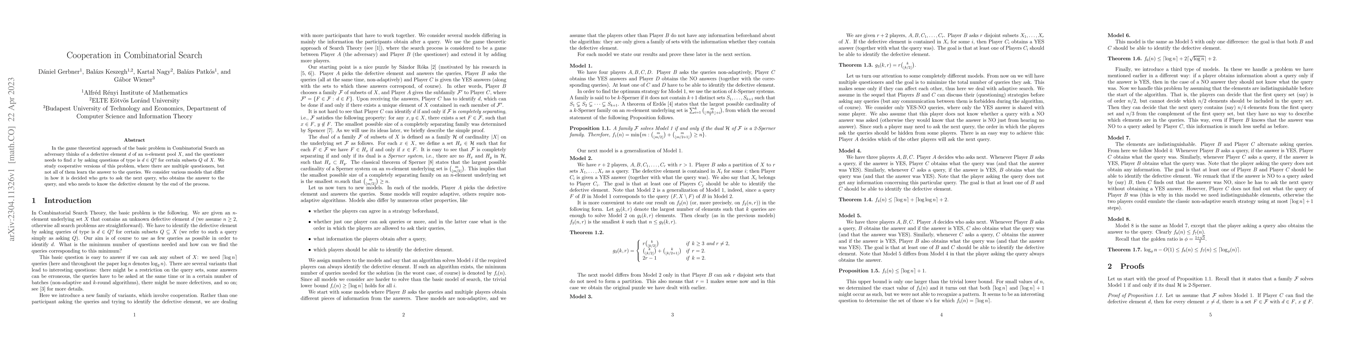 Thumbnail for Cooperation in Combinatorial Search
