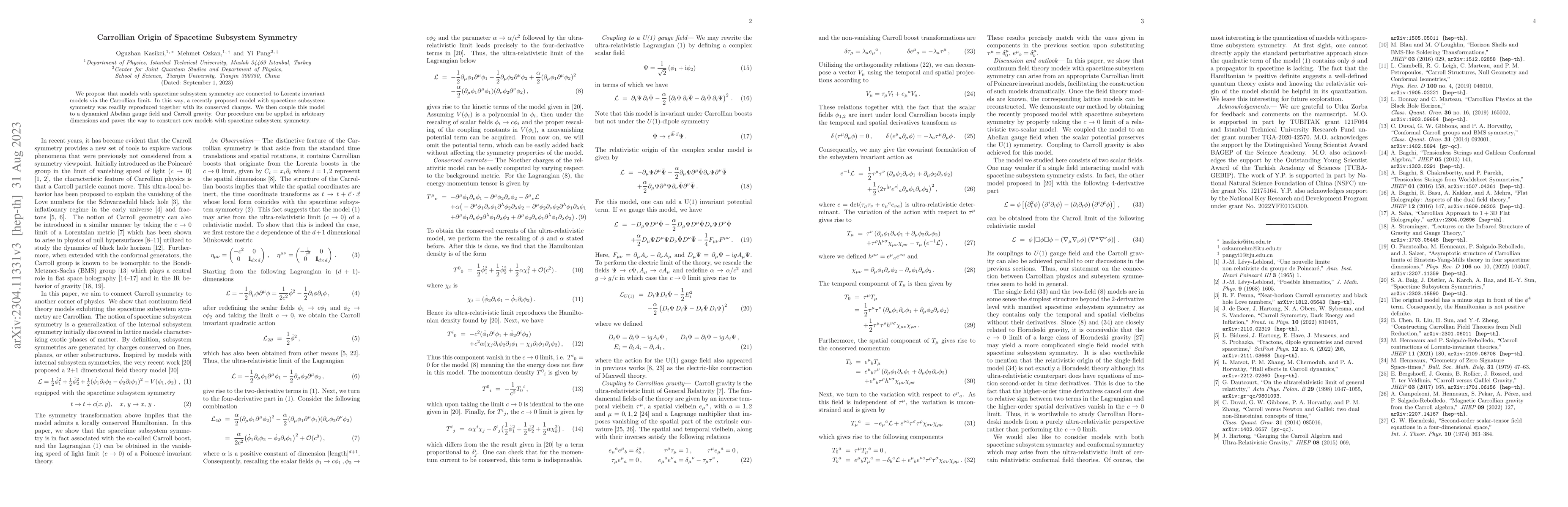 Thumbnail for Carrollian Origin of Spacetime Subsystem Symmetry