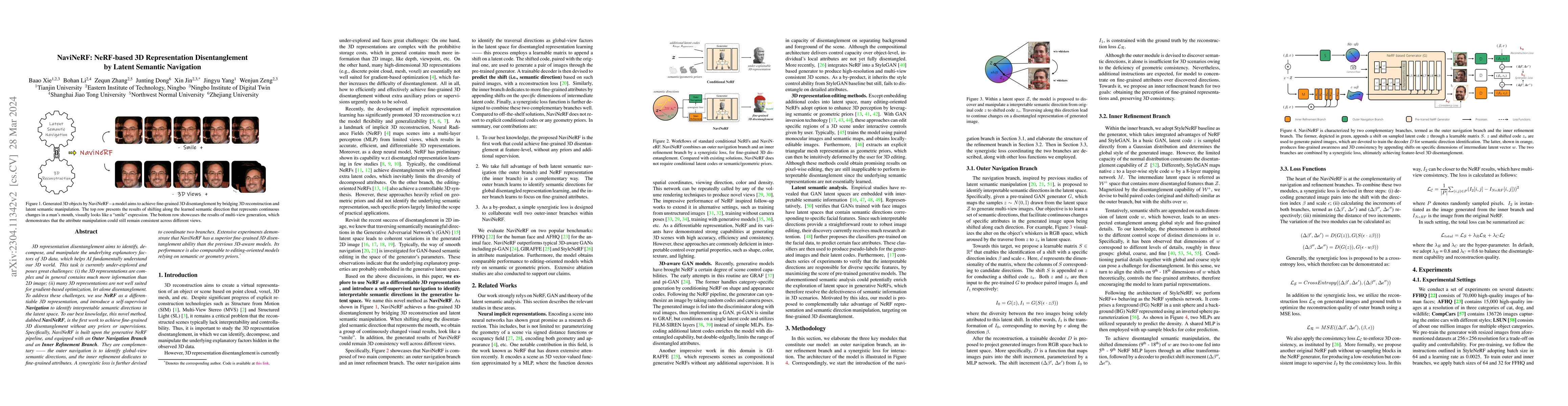 Thumbnail for NaviNeRF: NeRF-based 3D Representation Disentanglement by Latent
  Semantic Navigation