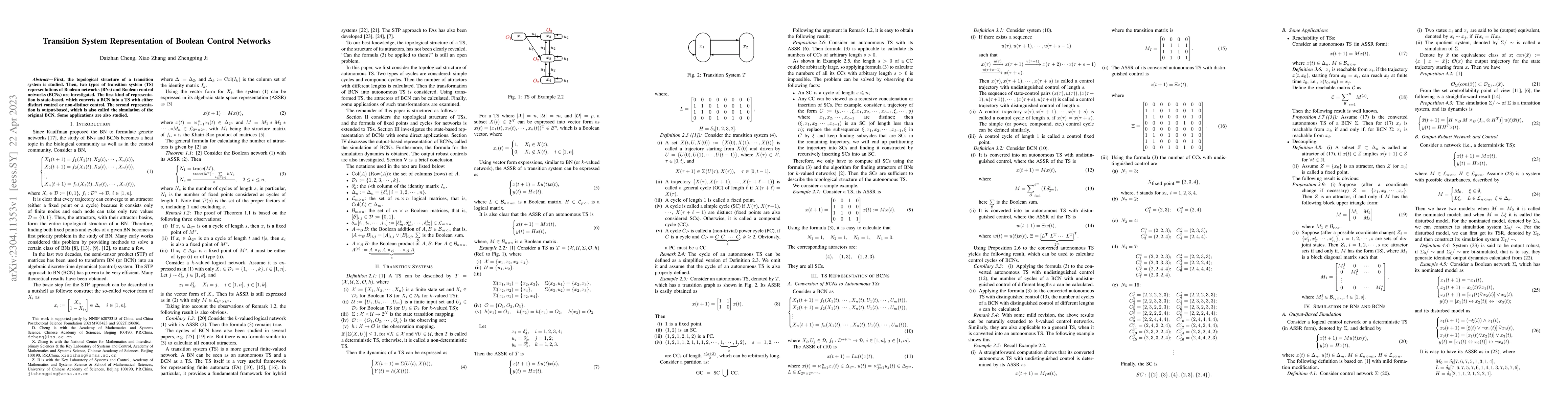 Thumbnail for Transition System Representation of Boolean Control Networks