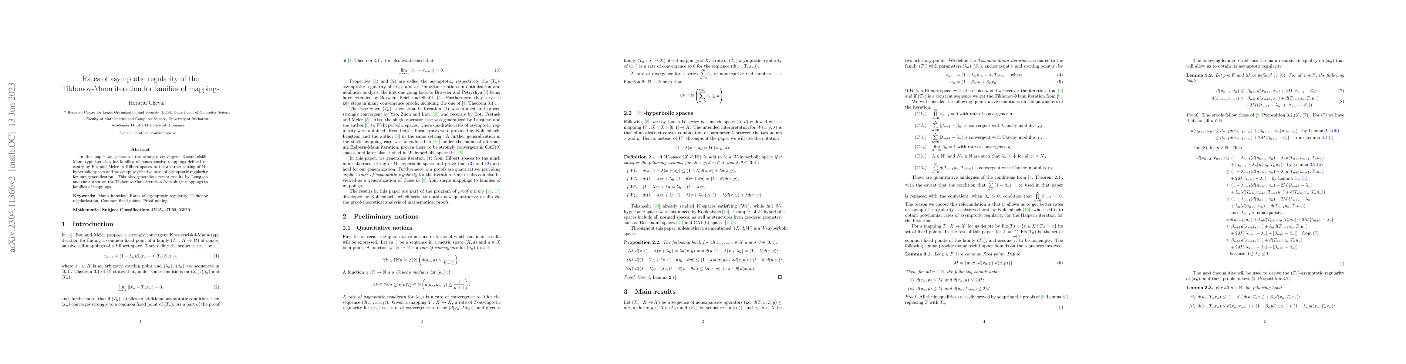 Thumbnail for Rates of asymptotic regularity of the Tikhonov-Mann iteration for
  families of mappings