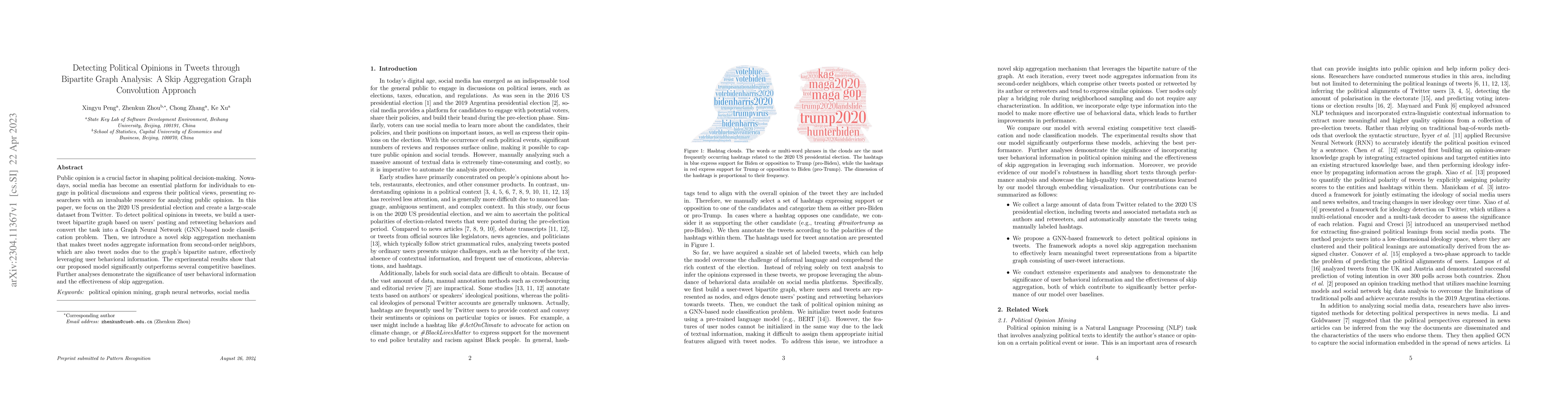 Thumbnail for Detecting Political Opinions in Tweets through Bipartite Graph Analysis:
  A Skip Aggregation Graph Convolution Approach