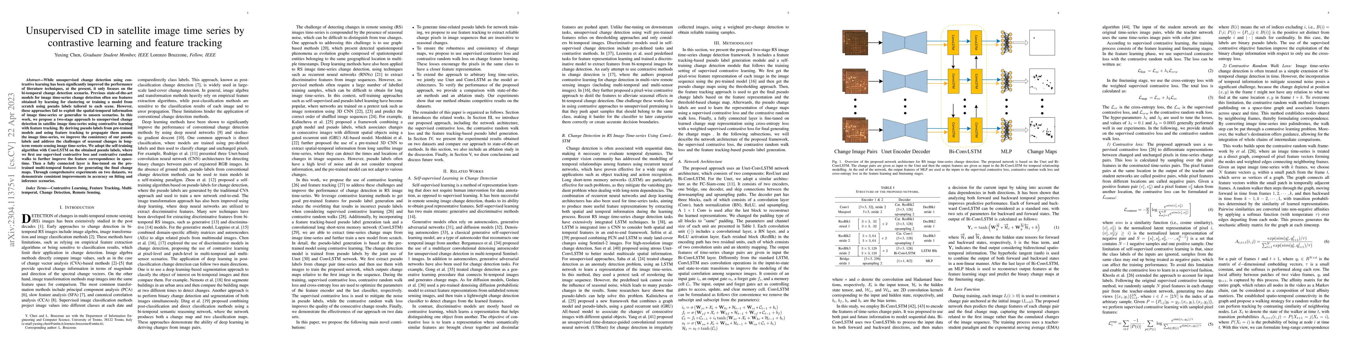 Thumbnail for Unsupervised CD in satellite image time series by contrastive learning
  and feature tracking