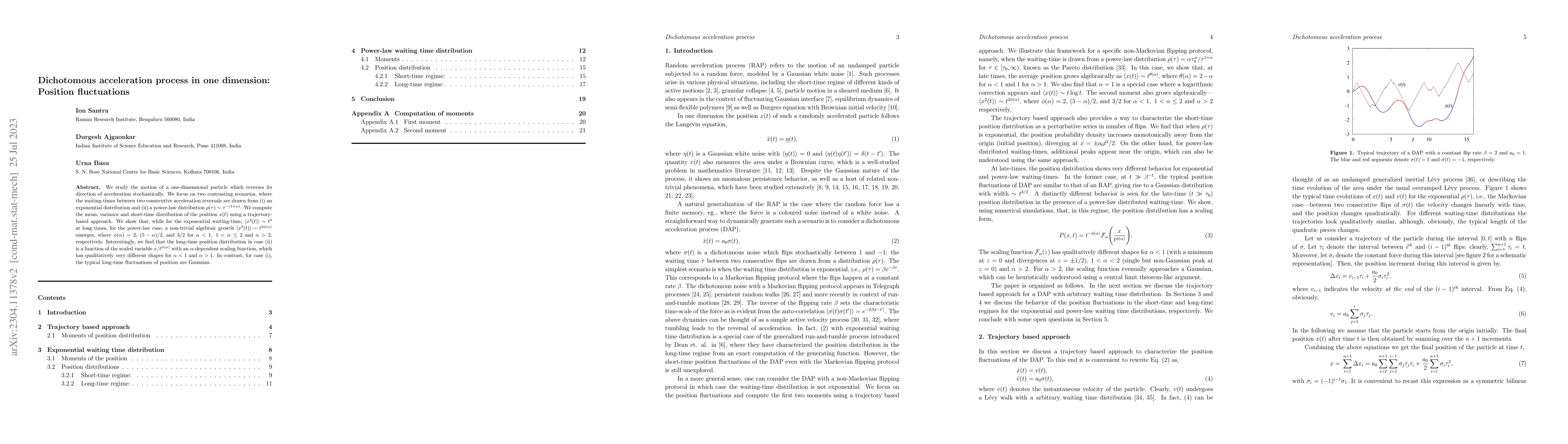 Thumbnail for Dichotomous acceleration process in one dimension: Position fluctuations