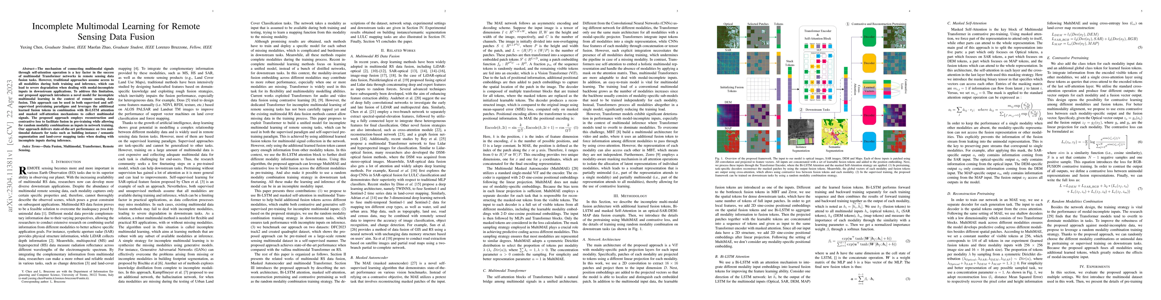 Thumbnail for Incomplete Multimodal Learning for Remote Sensing Data Fusion