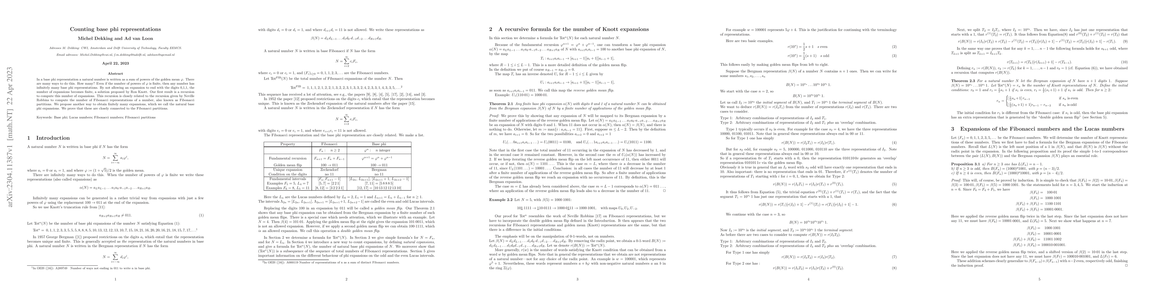 Thumbnail for Counting base phi representations