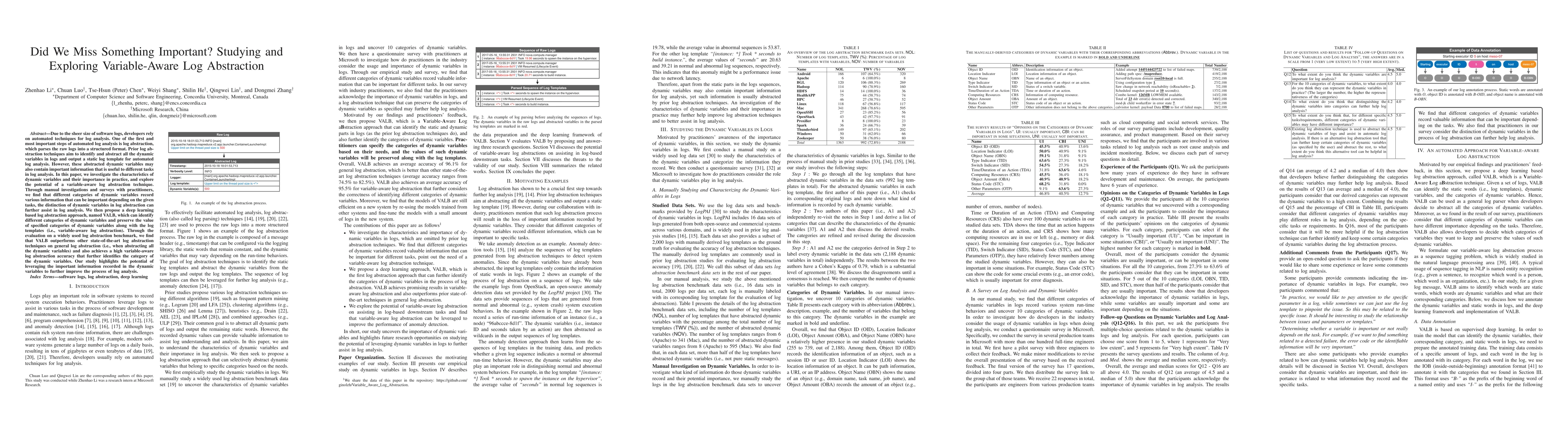 Thumbnail for Did We Miss Something Important? Studying and Exploring Variable-Aware
  Log Abstraction