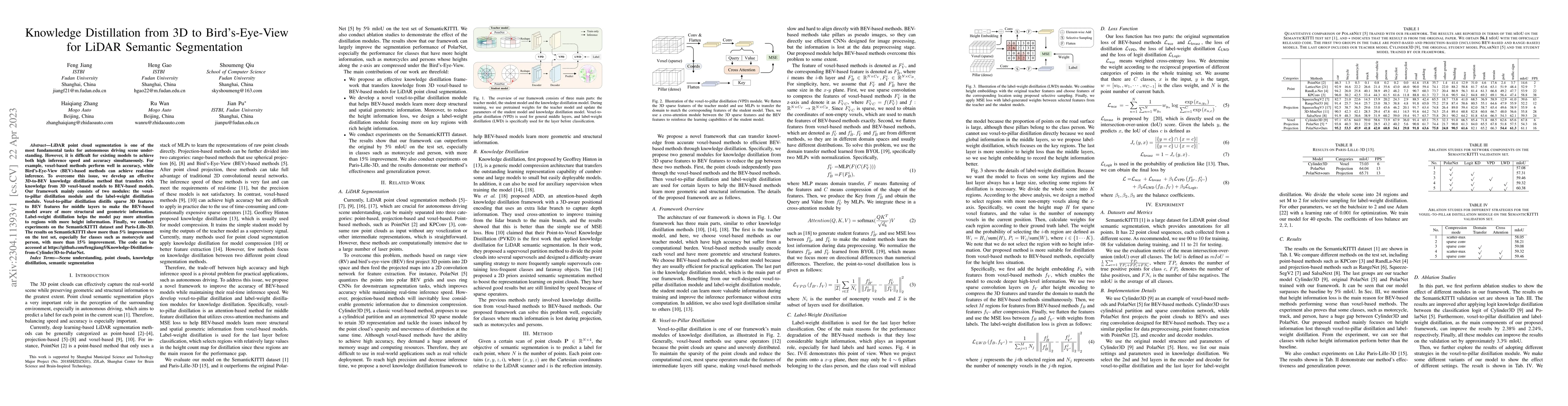 Thumbnail for Knowledge Distillation from 3D to Bird's-Eye-View for LiDAR Semantic
  Segmentation