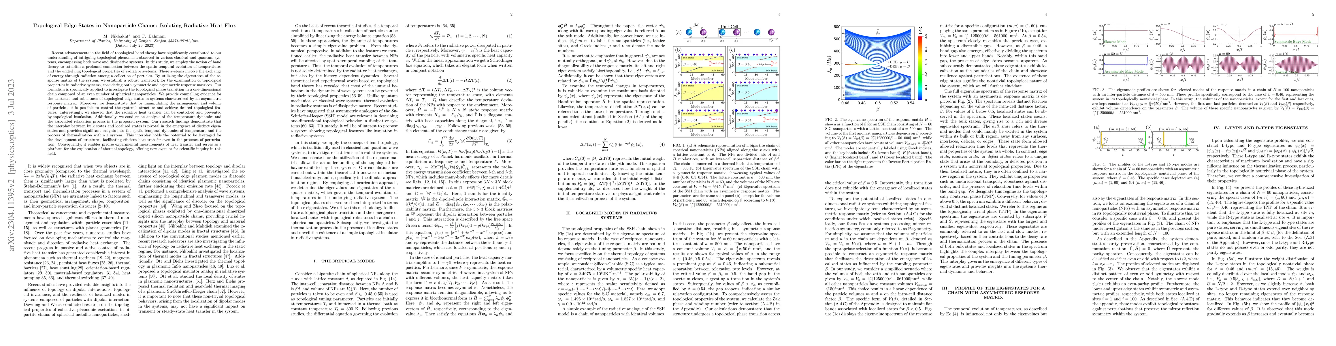 Thumbnail for Topological Edge States in Nanoparticle Chains: Isolating Radiative Heat
  Flux