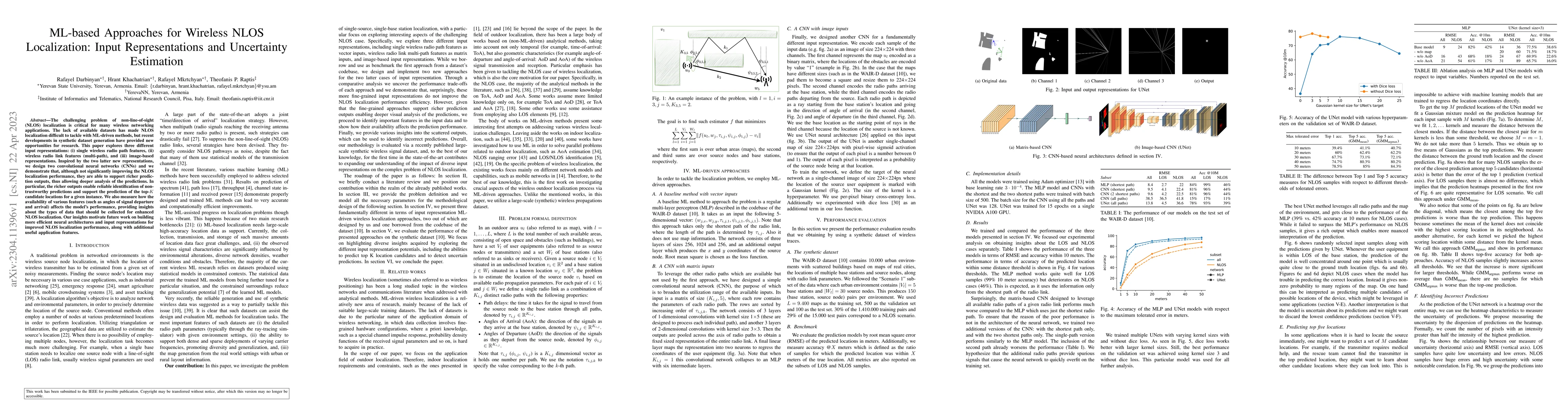 Thumbnail for ML-based Approaches for Wireless NLOS Localization: Input
  Representations and Uncertainty Estimation