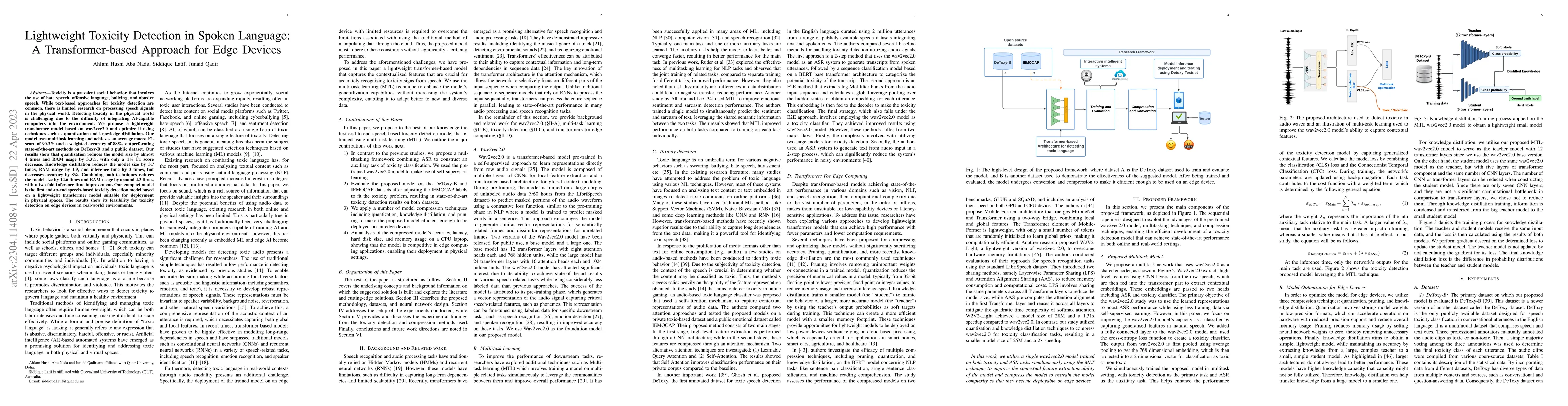 Thumbnail for Lightweight Toxicity Detection in Spoken Language: A Transformer-based
  Approach for Edge Devices