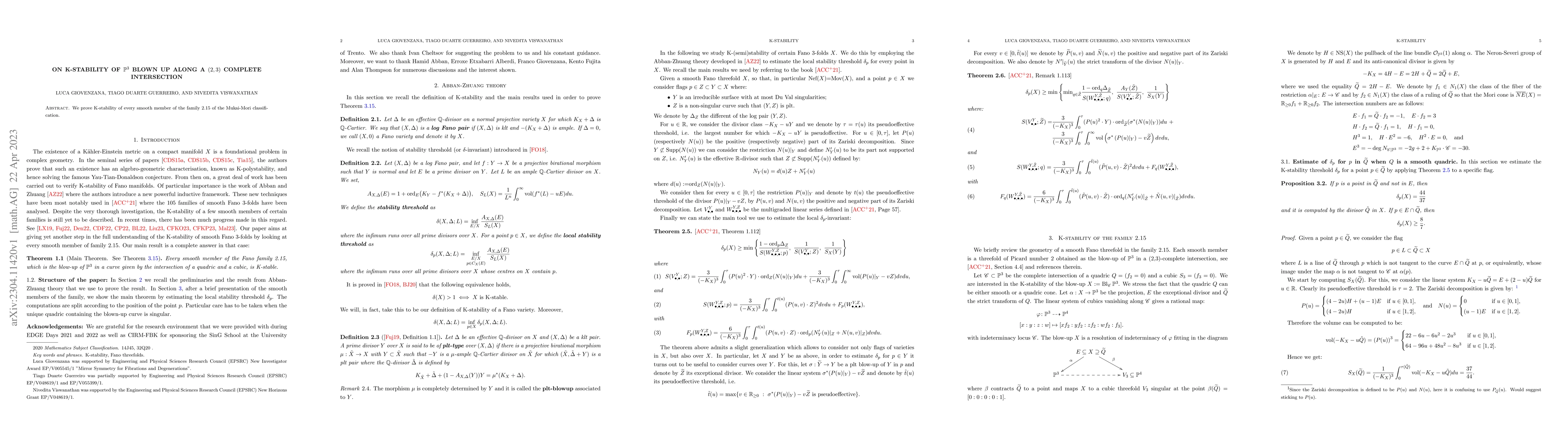 Thumbnail for On K-stability of $\mathbb{P}^3$ blown up along a (2,3) complete
  intersection