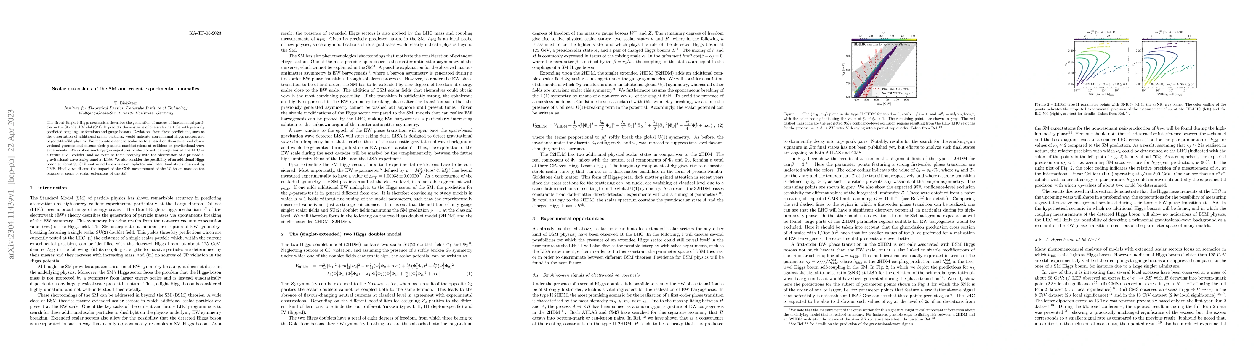 Thumbnail for Scalar extensions of the SM and recent experimental anomalies
