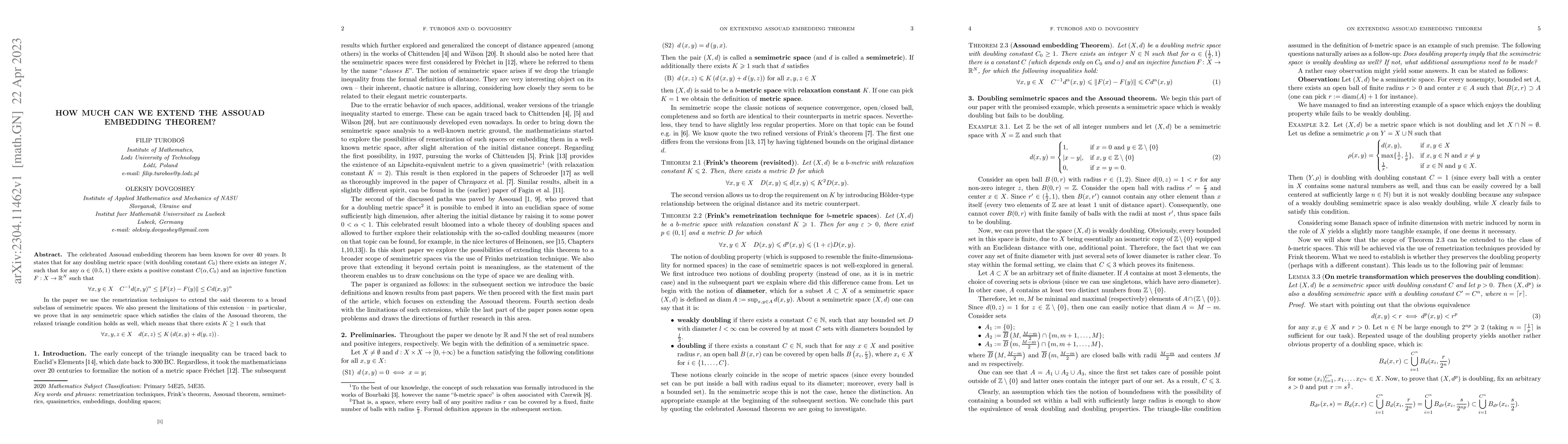 Thumbnail for How much can we extend the Assouad embedding theorem?