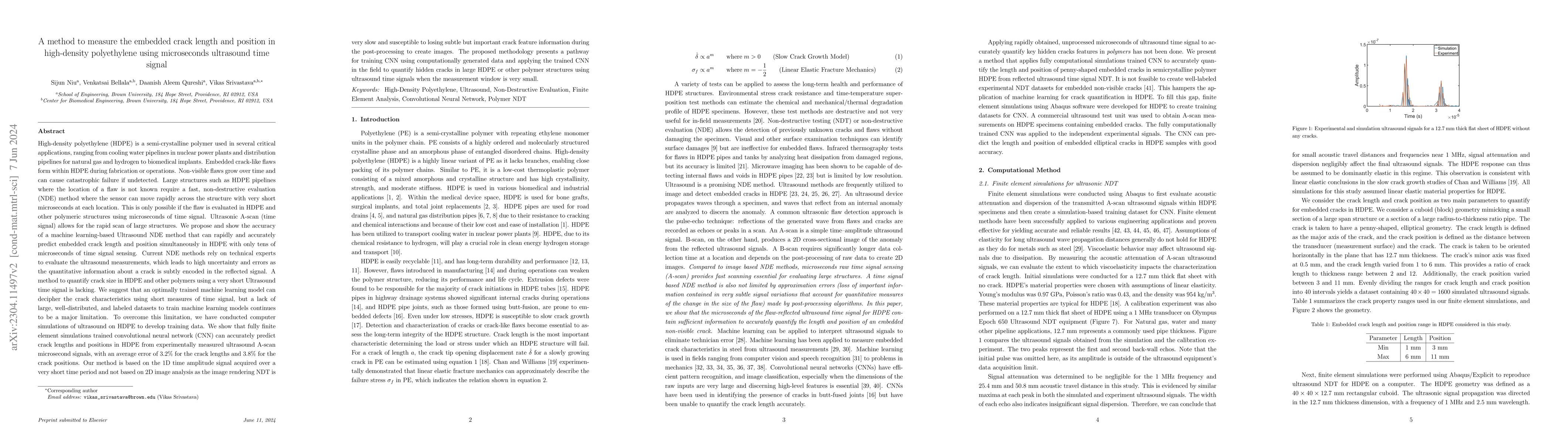 Thumbnail for A method to measure the embedded crack length and position in
  high-density polyethylene using microseconds ultrasound time signal