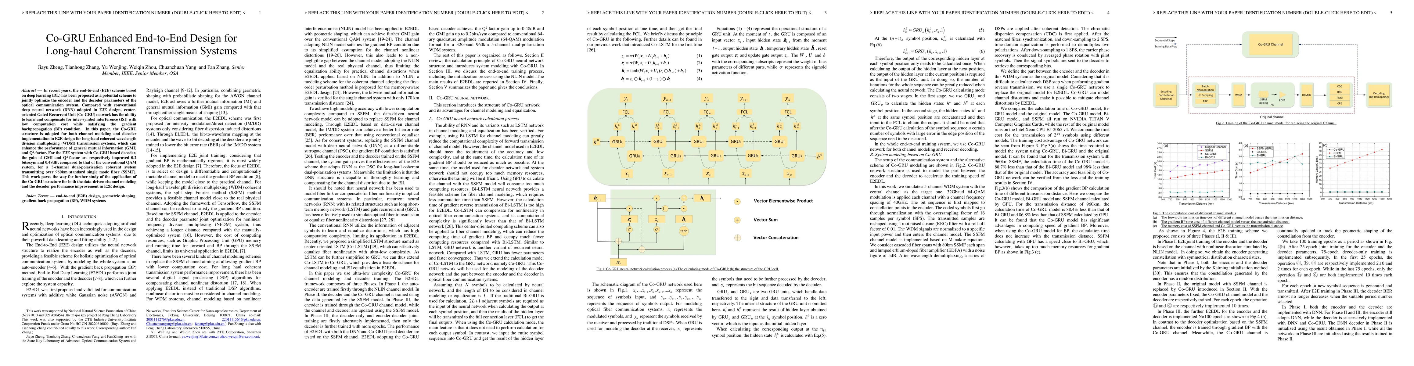 Thumbnail for Co-GRU Enhanced End-to-End Design for Long-haul Coherent Transmission
  Systems