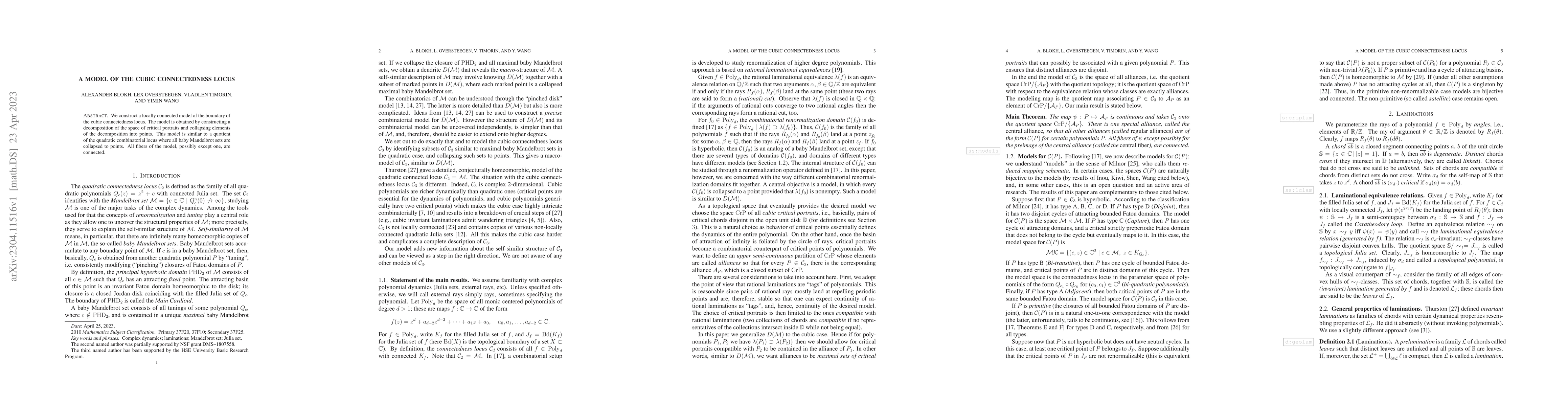 Thumbnail for A model of the cubic connectedness locus