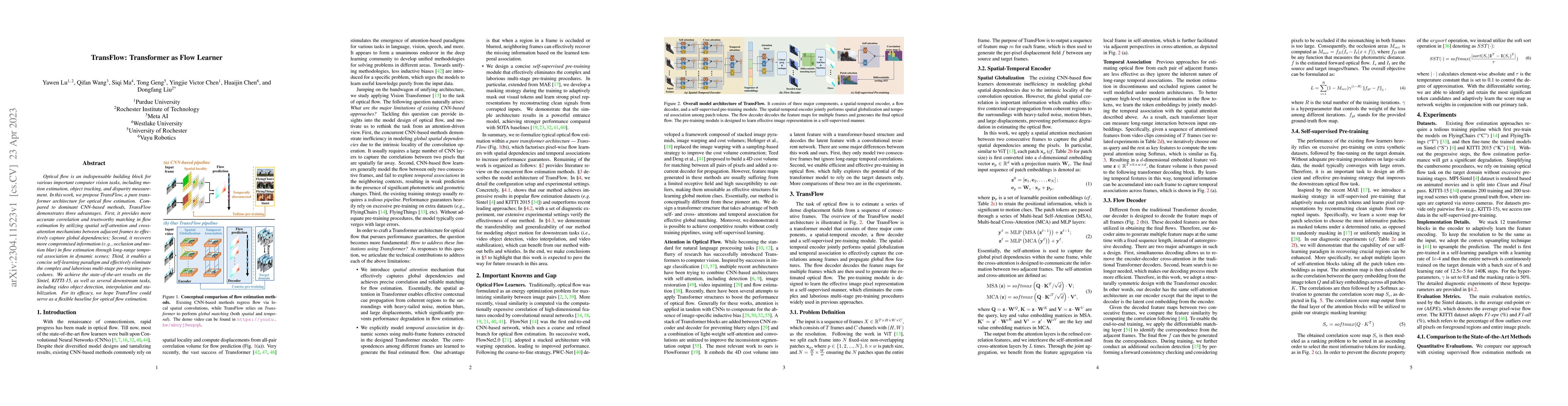 Thumbnail for TransFlow: Transformer as Flow Learner