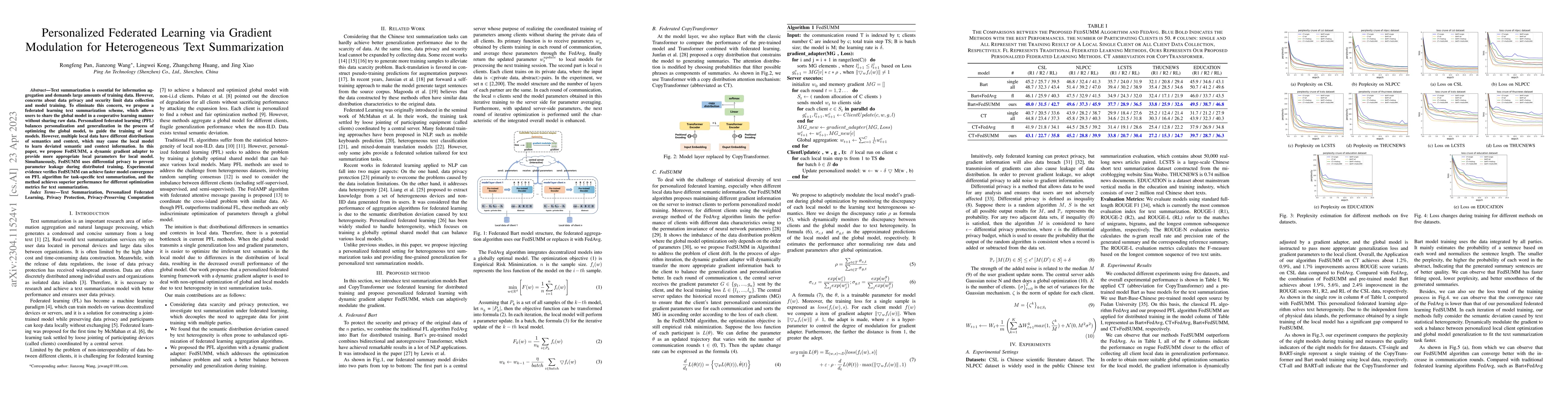 Thumbnail for Personalized Federated Learning via Gradient Modulation for
  Heterogeneous Text Summarization