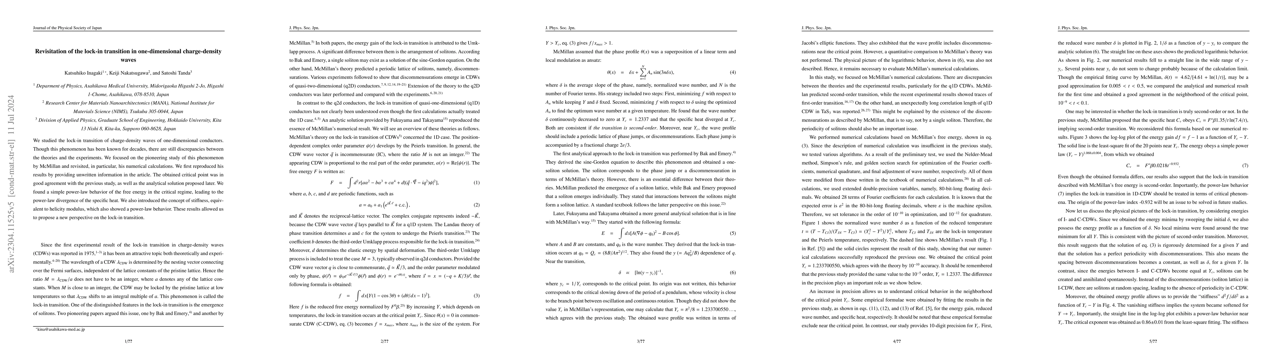 Thumbnail for Revisitation of the lock-in transition in one-dimensional charge-density
  waves