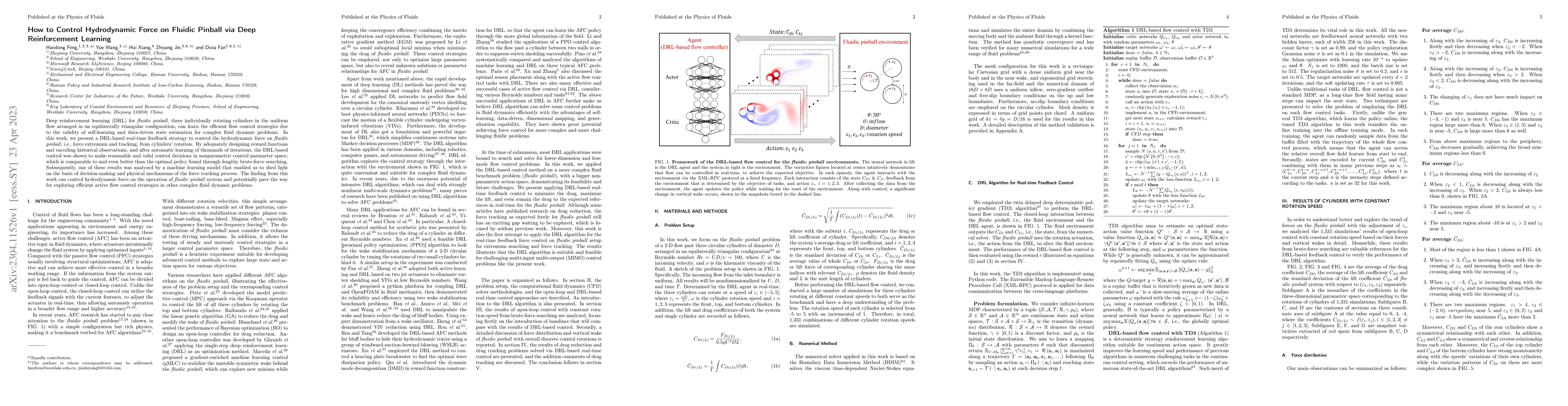Thumbnail for How to Control Hydrodynamic Force on Fluidic Pinball via Deep
  Reinforcement Learning