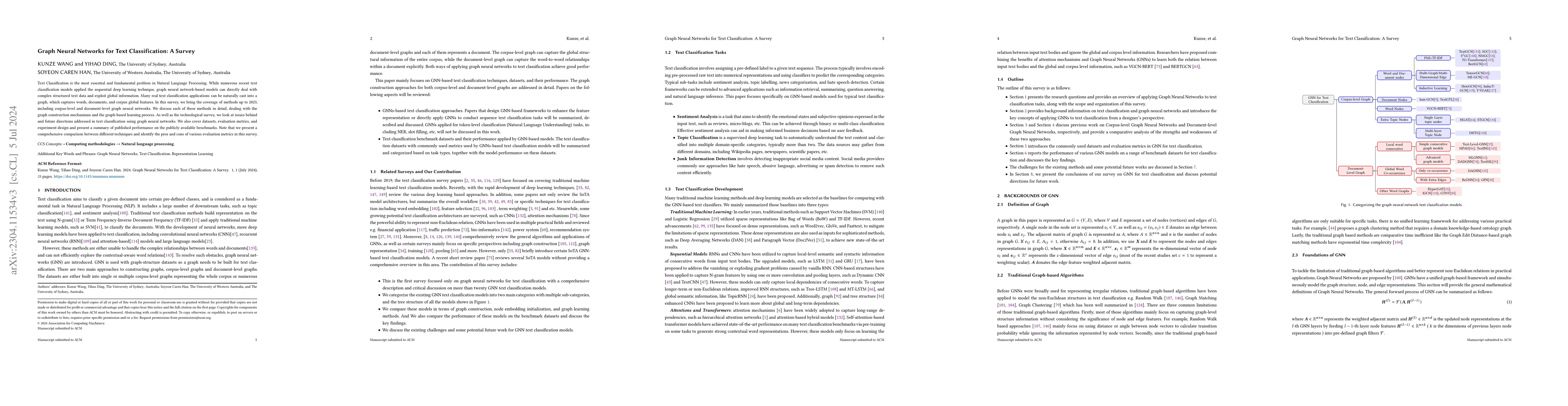 Thumbnail for Graph Neural Networks for Text Classification: A Survey