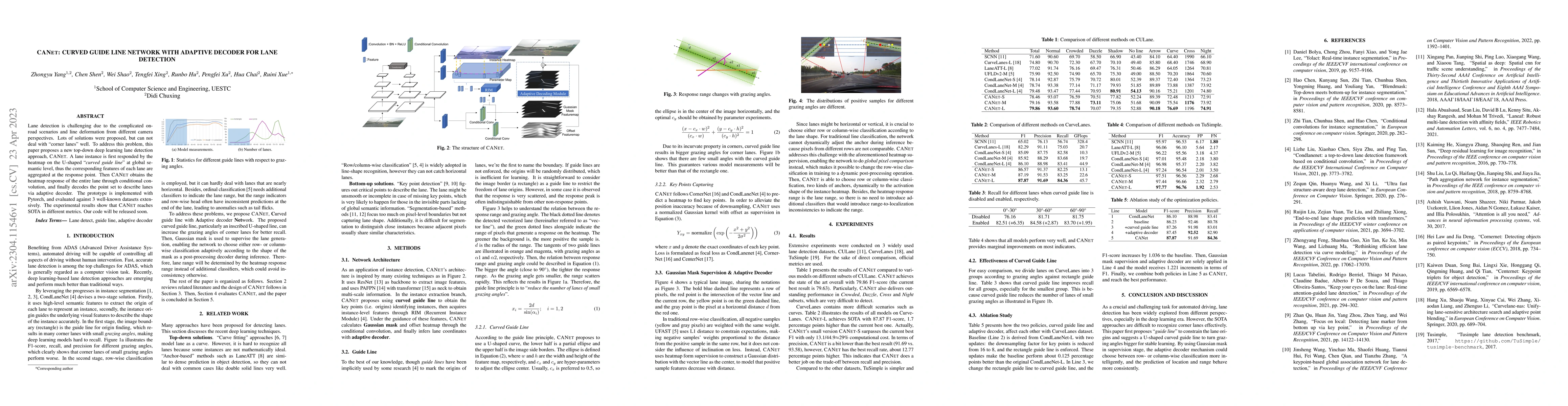 Thumbnail for CANet: Curved Guide Line Network with Adaptive Decoder for Lane
  Detection