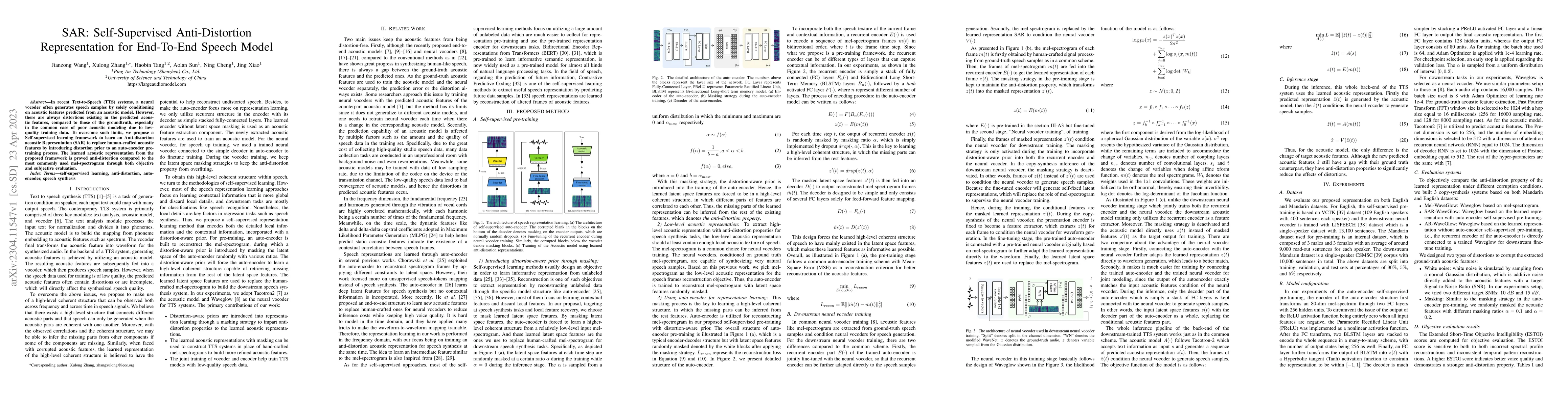 Thumbnail for SAR: Self-Supervised Anti-Distortion Representation for End-To-End
  Speech Model