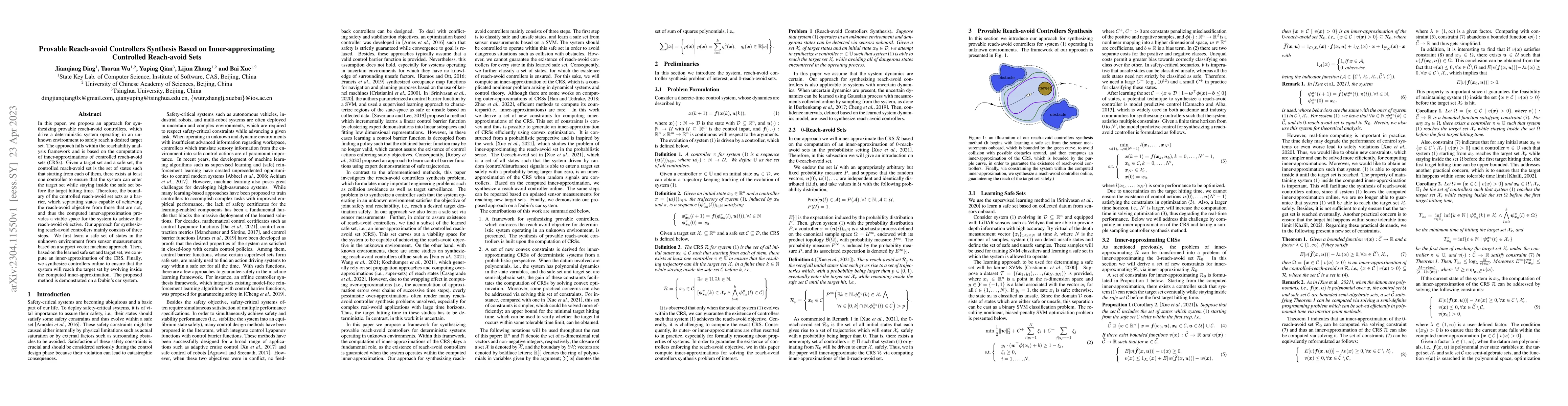 Thumbnail for Provable Reach-avoid Controllers Synthesis Based on Inner-approximating
  Controlled Reach-avoid Sets