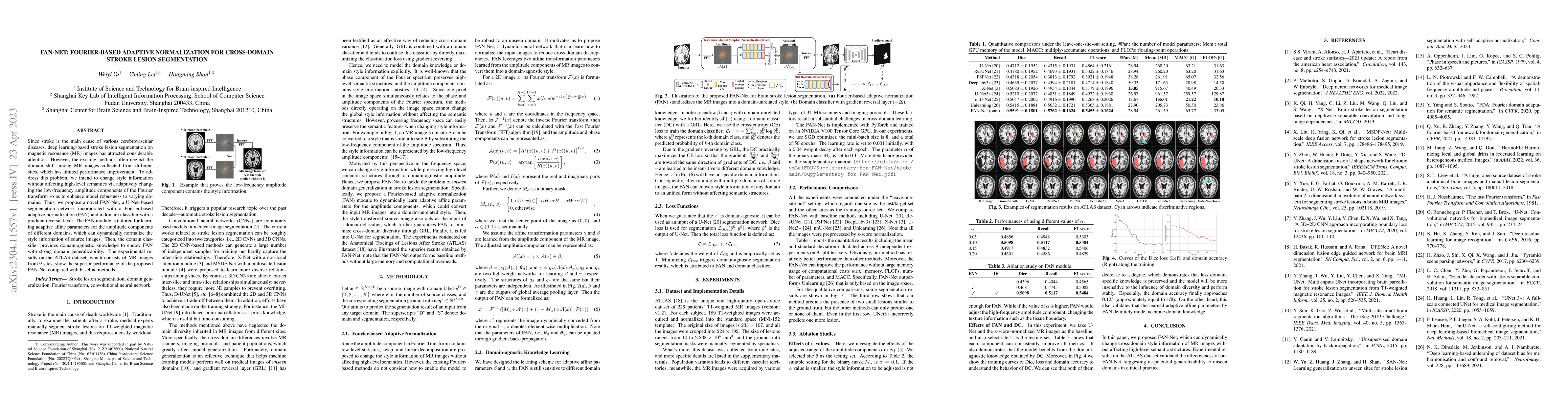 Thumbnail for FAN-Net: Fourier-Based Adaptive Normalization For Cross-Domain Stroke
  Lesion Segmentation