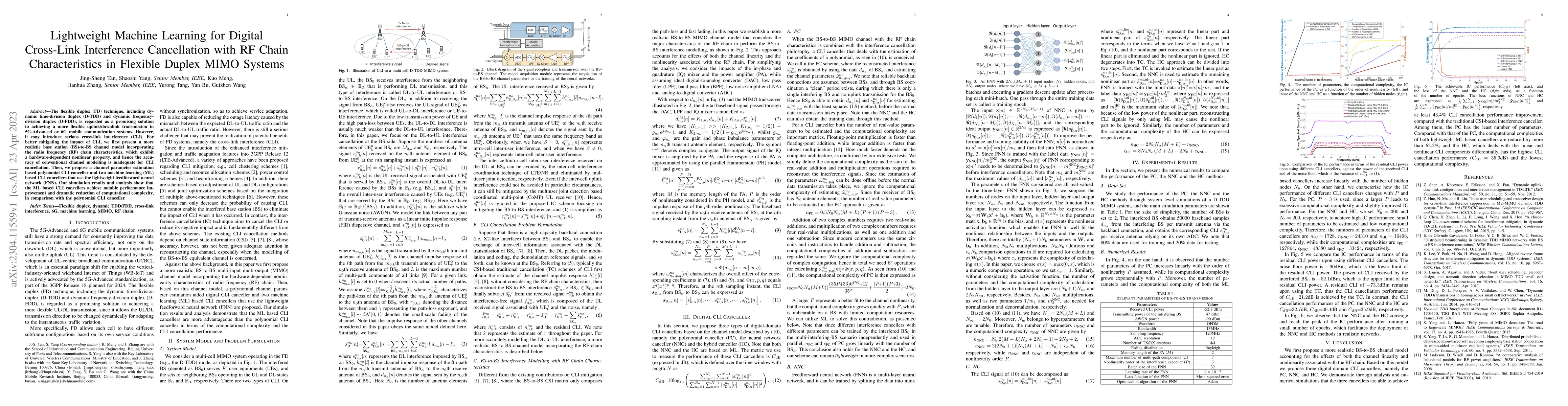 Thumbnail for Lightweight Machine Learning for Digital Cross-Link Interference
  Cancellation with RF Chain Characteristics in Flexible Duplex MIMO Systems