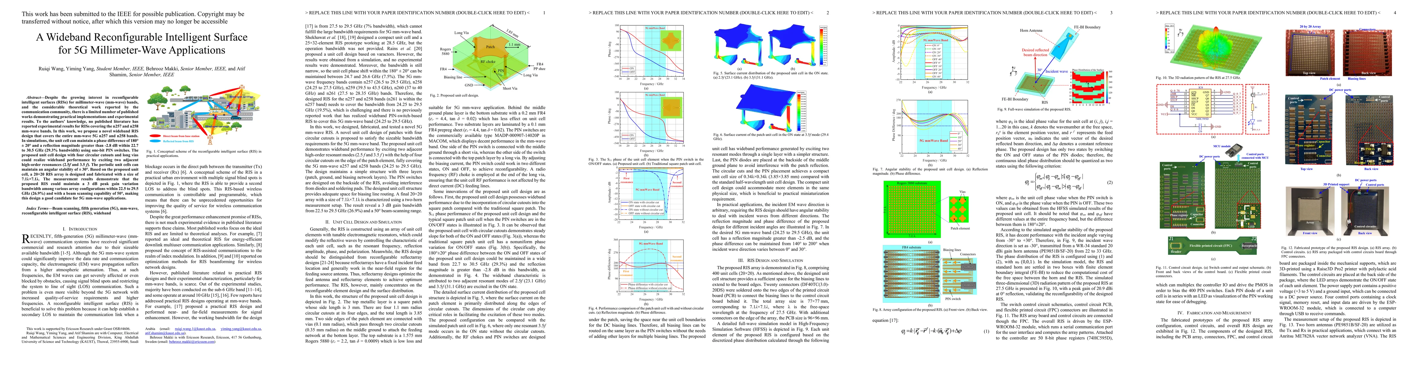 Thumbnail for A Wideband Reconfigurable Intelligent Surface for 5G Millimeter-Wave
  Applications