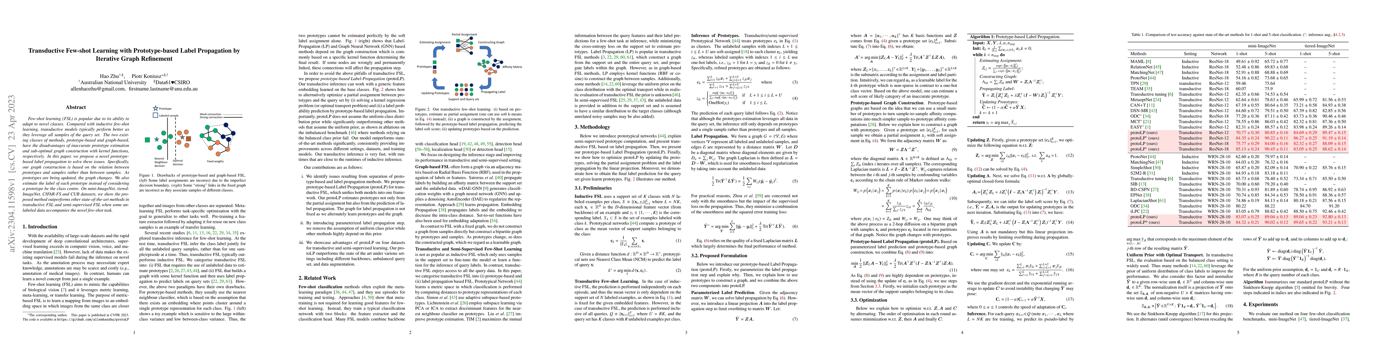 Thumbnail for Transductive Few-shot Learning with Prototype-based Label Propagation by
  Iterative Graph Refinement