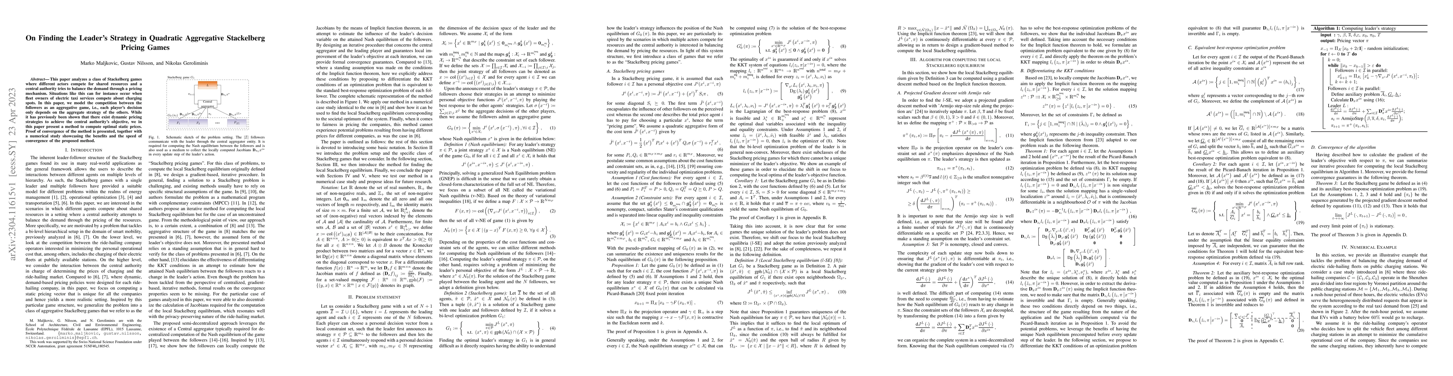 Thumbnail for On Finding the Leader's Strategy in Quadratic Aggregative Stackelberg
  Pricing Games