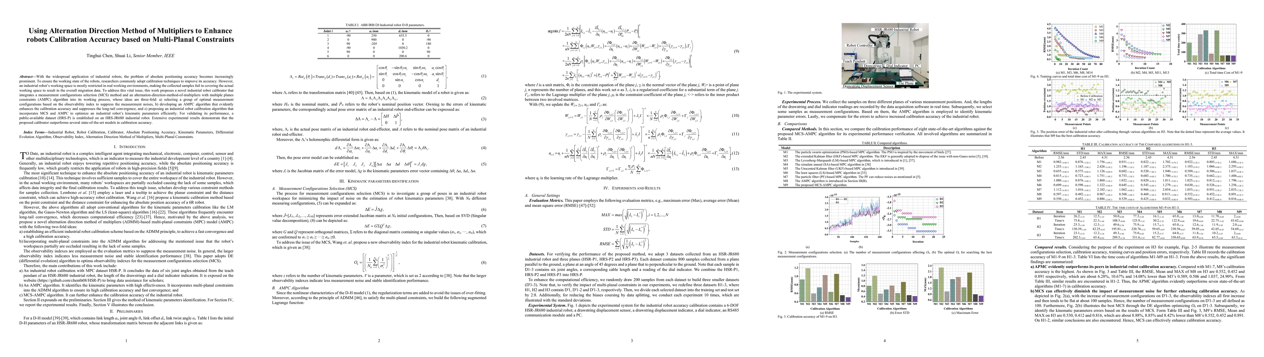 Thumbnail for Using Alternation Direction Method of Multipliers to Enhance robots
  Calibration Accuracy based on Multi-Planal Constraints