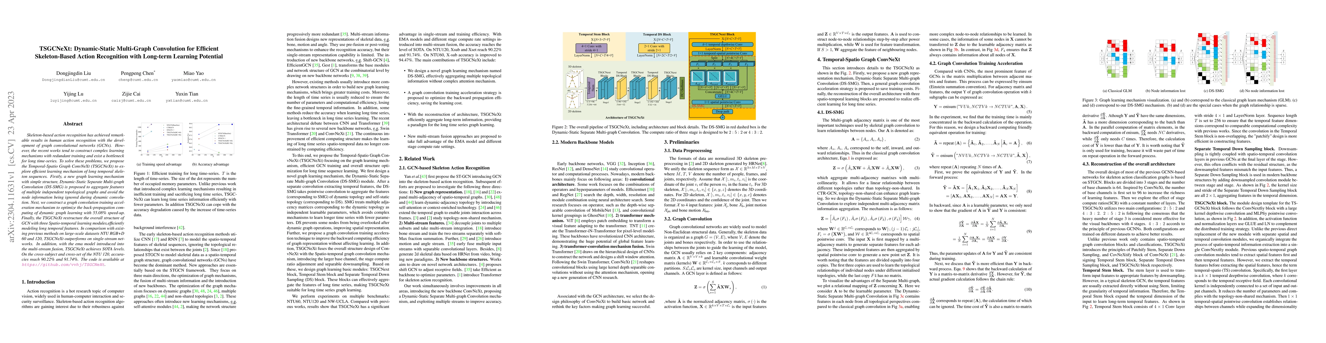 Thumbnail for TSGCNeXt: Dynamic-Static Multi-Graph Convolution for Efficient
  Skeleton-Based Action Recognition with Long-term Learning Potential