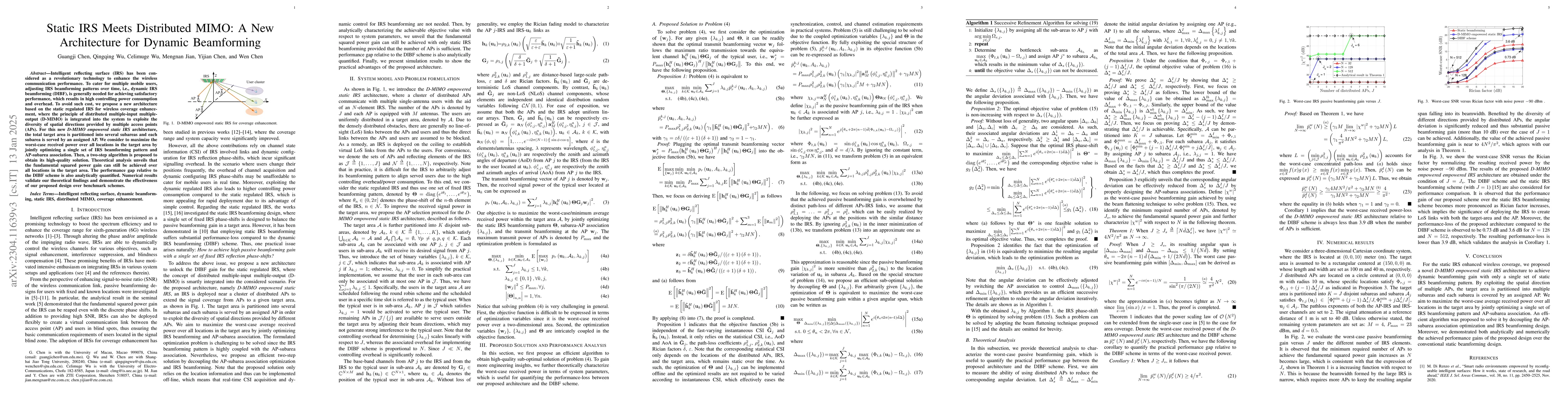Thumbnail for Static IRS Meets Distributed MIMO: A New Architecture for Dynamic
  Beamforming