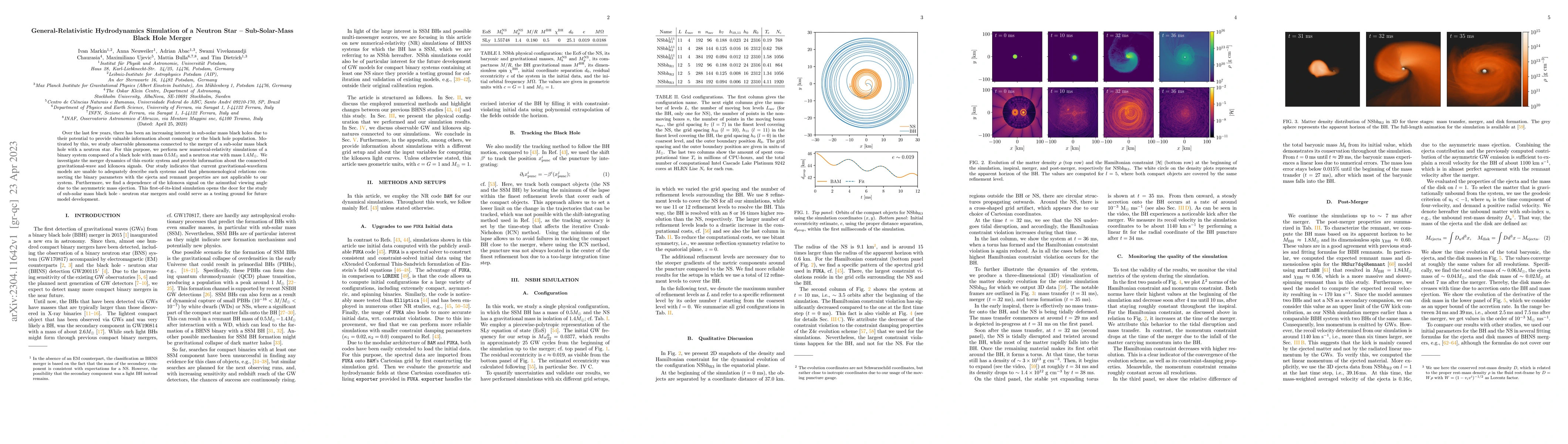 Thumbnail for General-Relativistic Hydrodynamics Simulation of a Neutron Star -
  Sub-Solar-Mass Black Hole Merger
