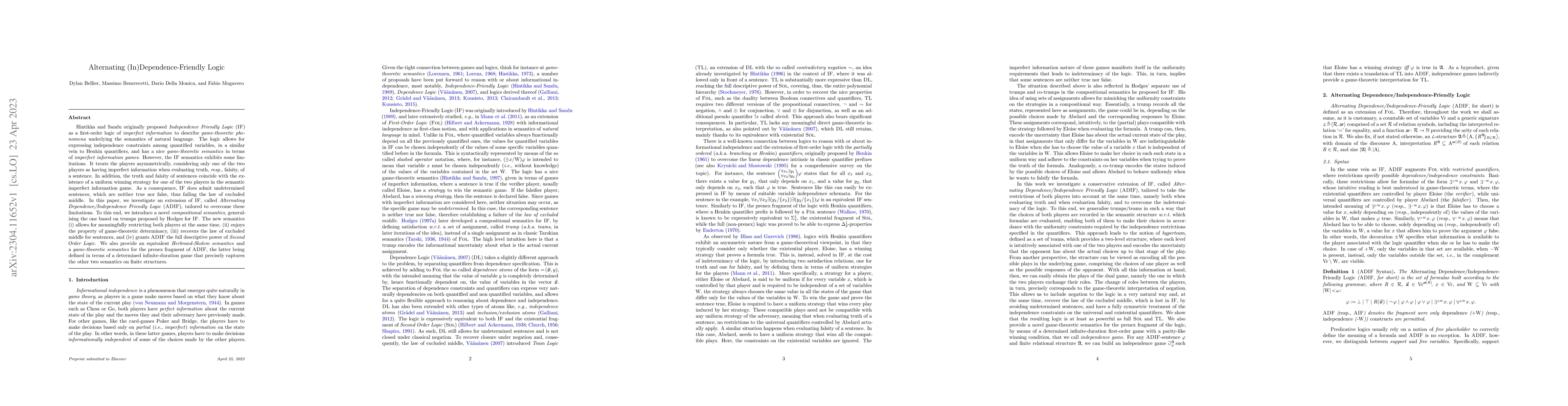 Thumbnail for Alternating (In)Dependence-Friendly Logic