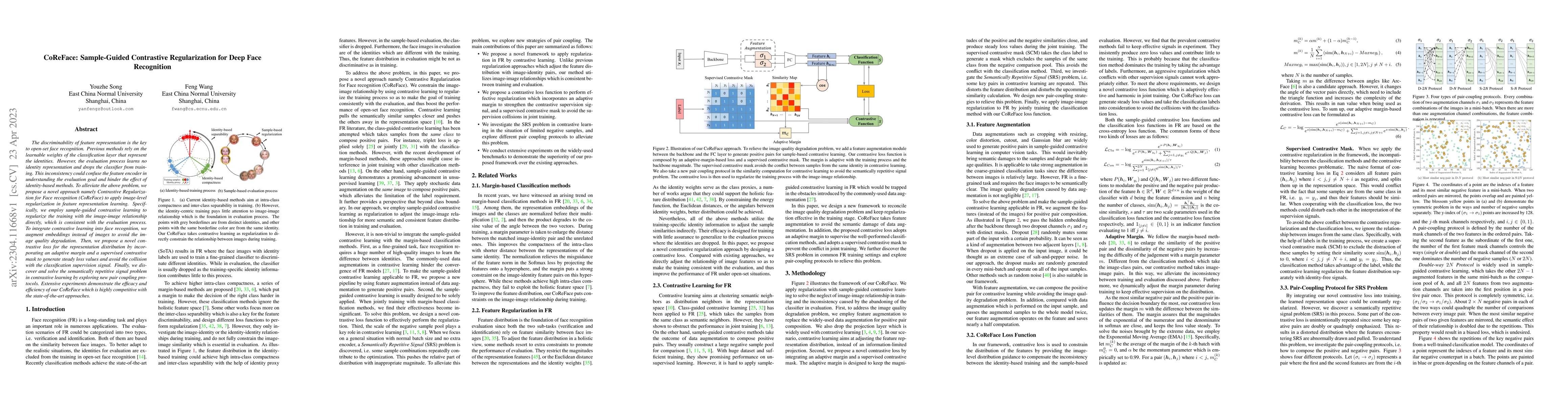 Thumbnail for CoReFace: Sample-Guided Contrastive Regularization for Deep Face
  Recognition