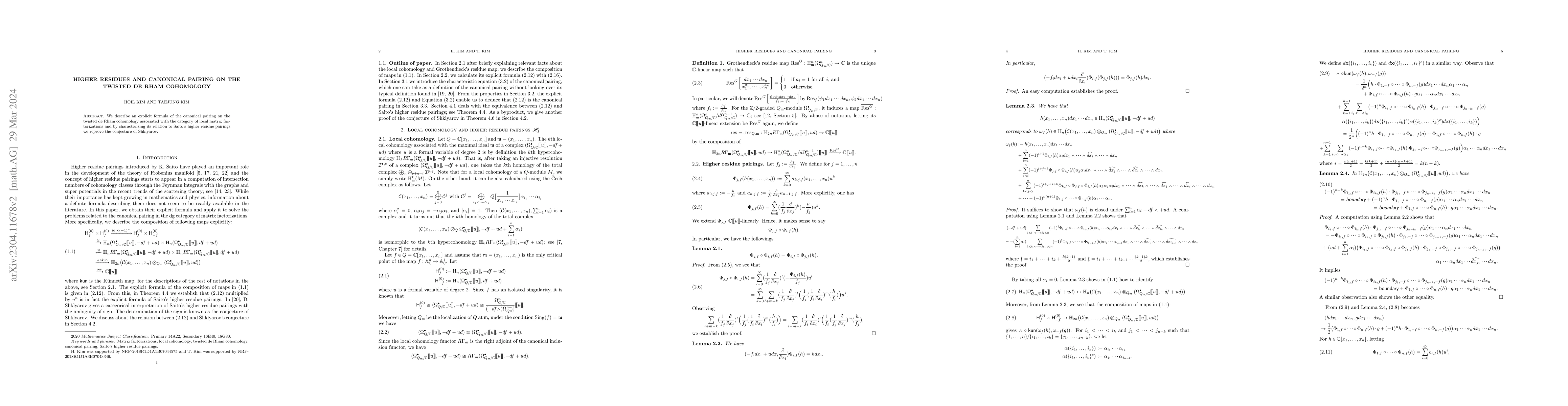 Thumbnail for Higher residues and canonical pairing on the twisted de Rham cohomology