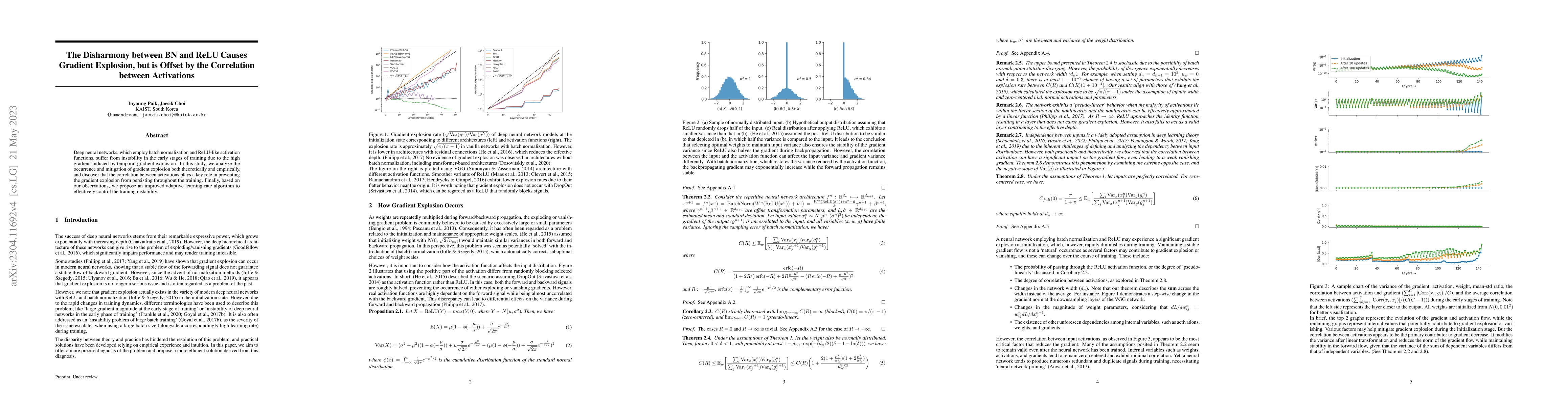 Thumbnail for The Disharmony between BN and ReLU Causes Gradient Explosion, but is
  Offset by the Correlation between Activations