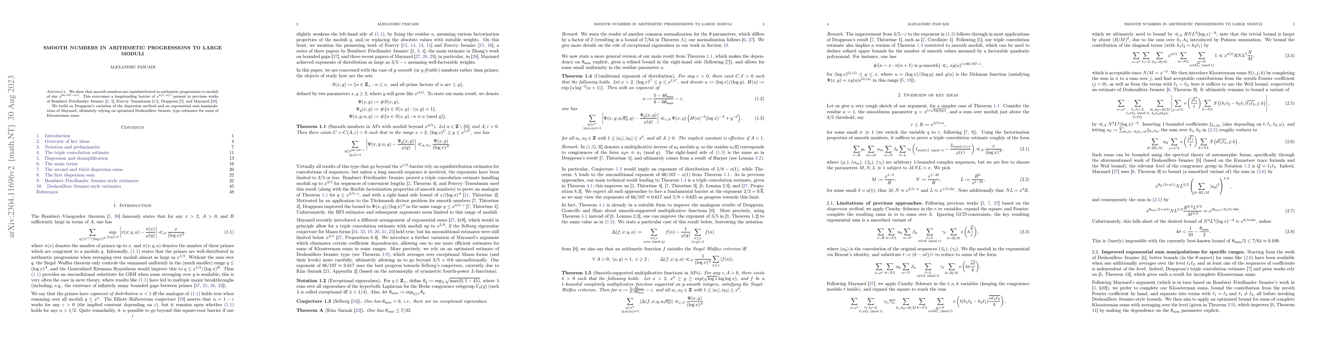 Thumbnail for Smooth numbers in arithmetic progressions to large moduli
