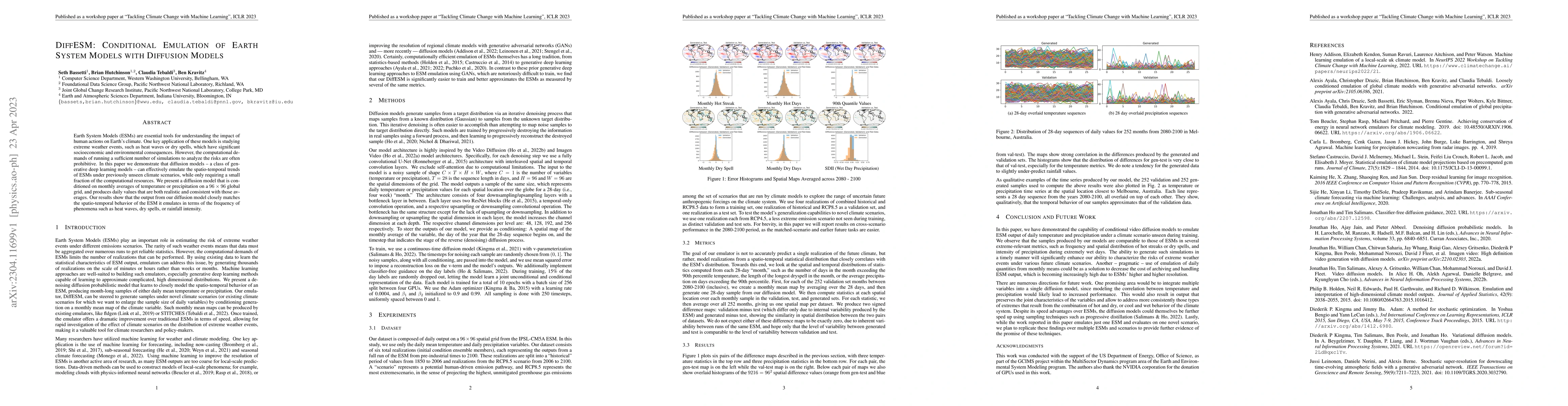 Thumbnail for DiffESM: Conditional Emulation of Earth System Models with Diffusion
  Models