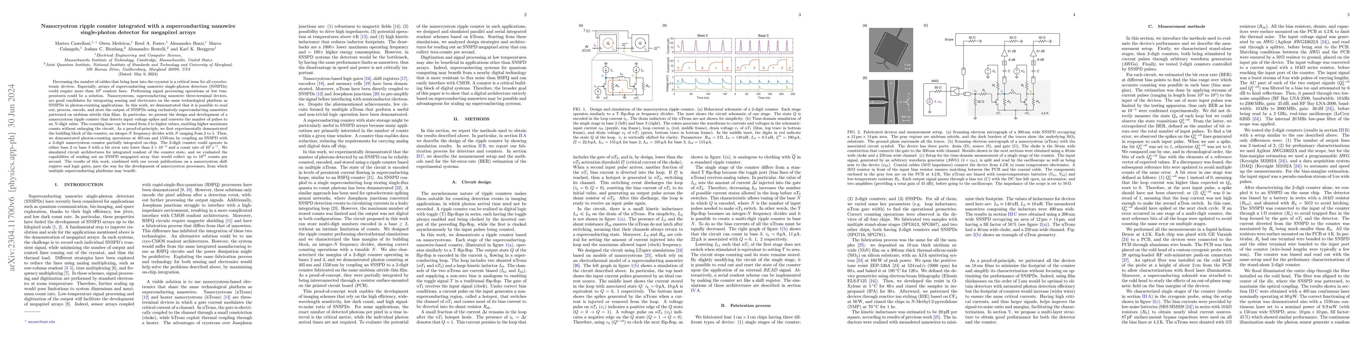 Thumbnail for Nanocryotron ripple counter integrated with a superconducting nanowire
  single-photon detector for megapixel arrays