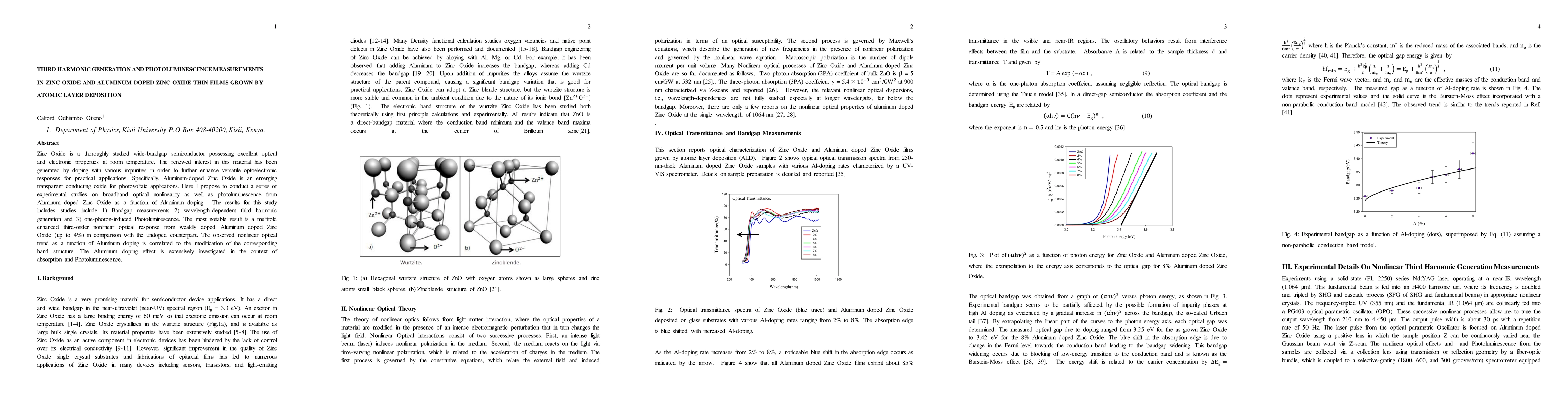 Thumbnail for Third Harmonic Generation And Photoluminescence Measurements in Zinc
  Oxide And Aluminum doped Zinc Oxide Thin Films Grown by Atomic Layer
  Deposition