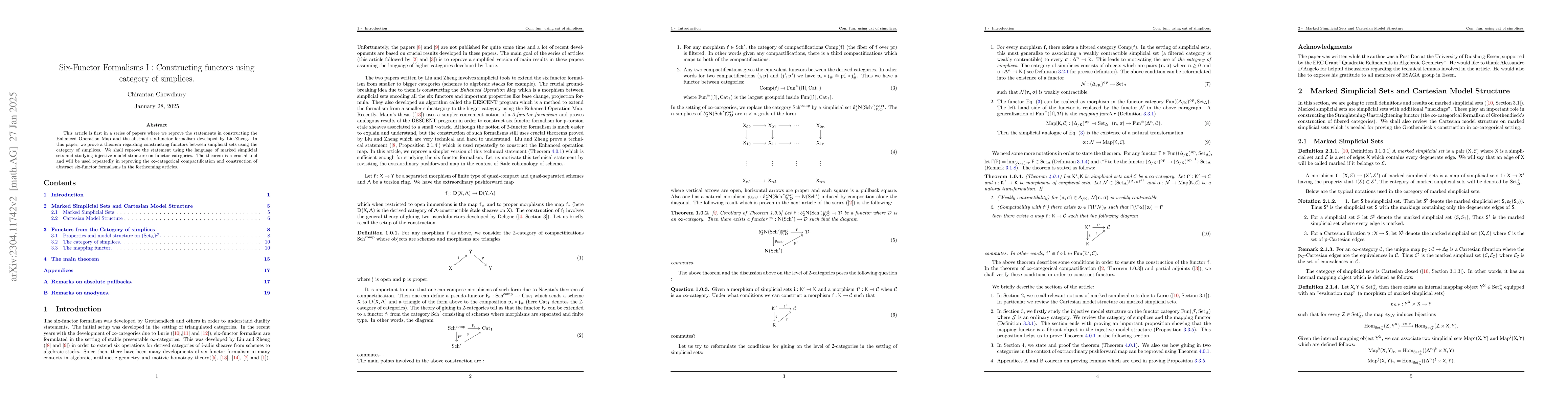 Thumbnail for Six-Functor Formalisms I : Constructing functors using category of
  simplices