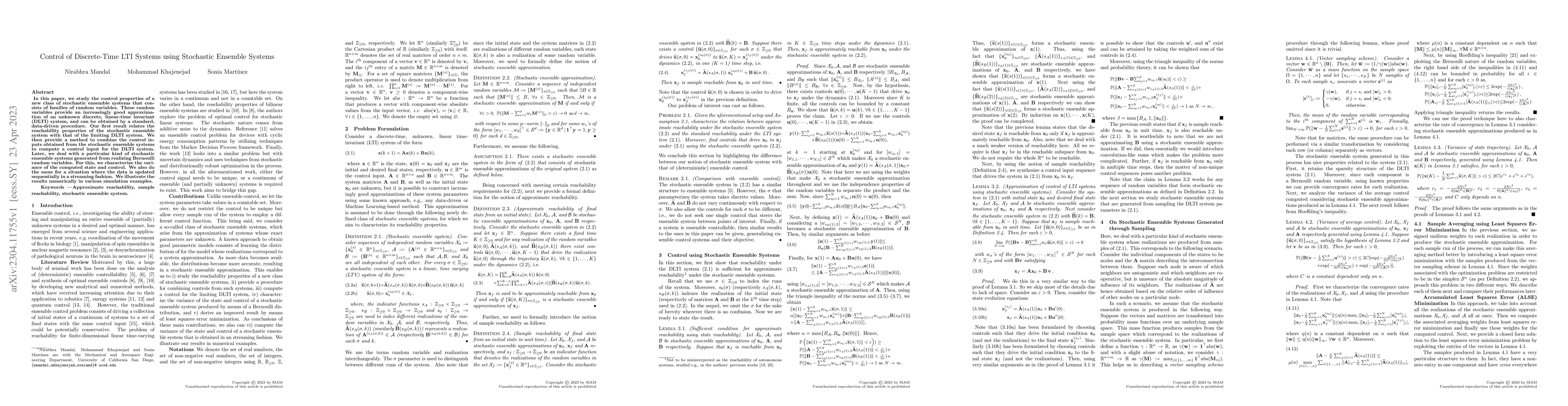 Thumbnail for Control of Discrete-Time LTI Systems using Stochastic Ensemble Systems