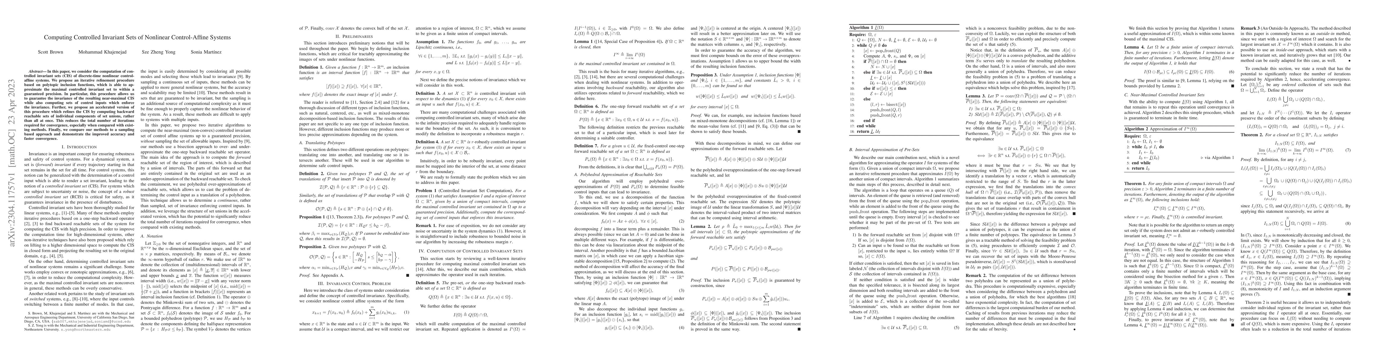 Thumbnail for Computing Controlled Invariant Sets of Nonlinear Control-Affine Systems
