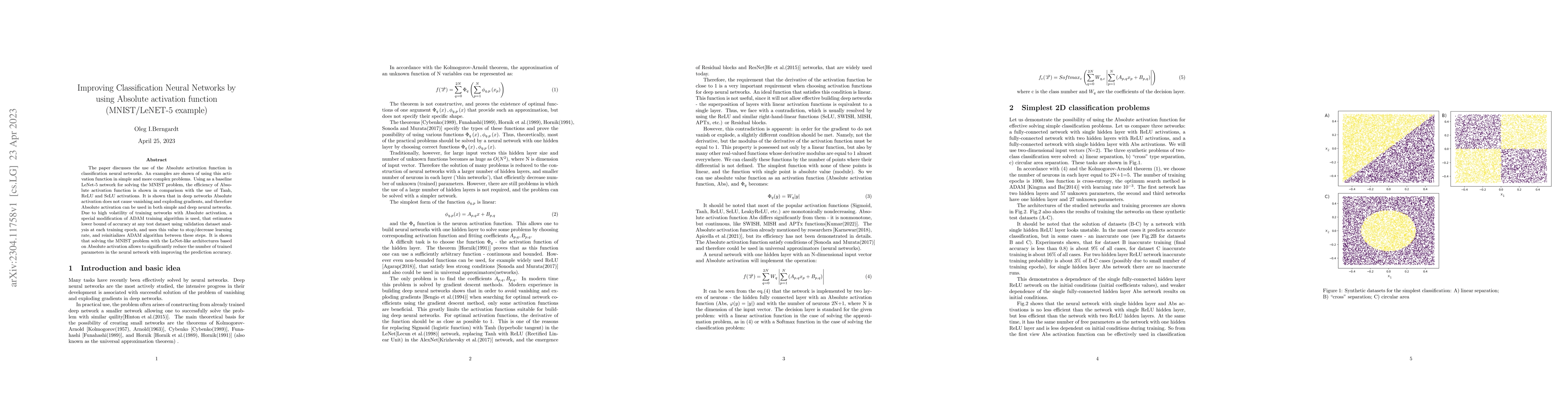 Thumbnail for Improving Classification Neural Networks by using Absolute activation
  function (MNIST/LeNET-5 example)
